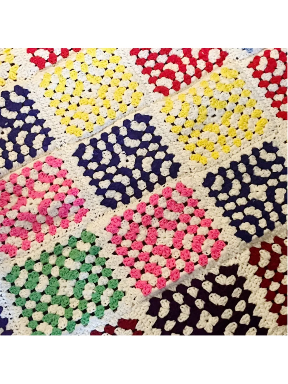 Handmade Crochet Amigurumi Unicorn Blanket Granny Squares 31” X 53” Multicolored